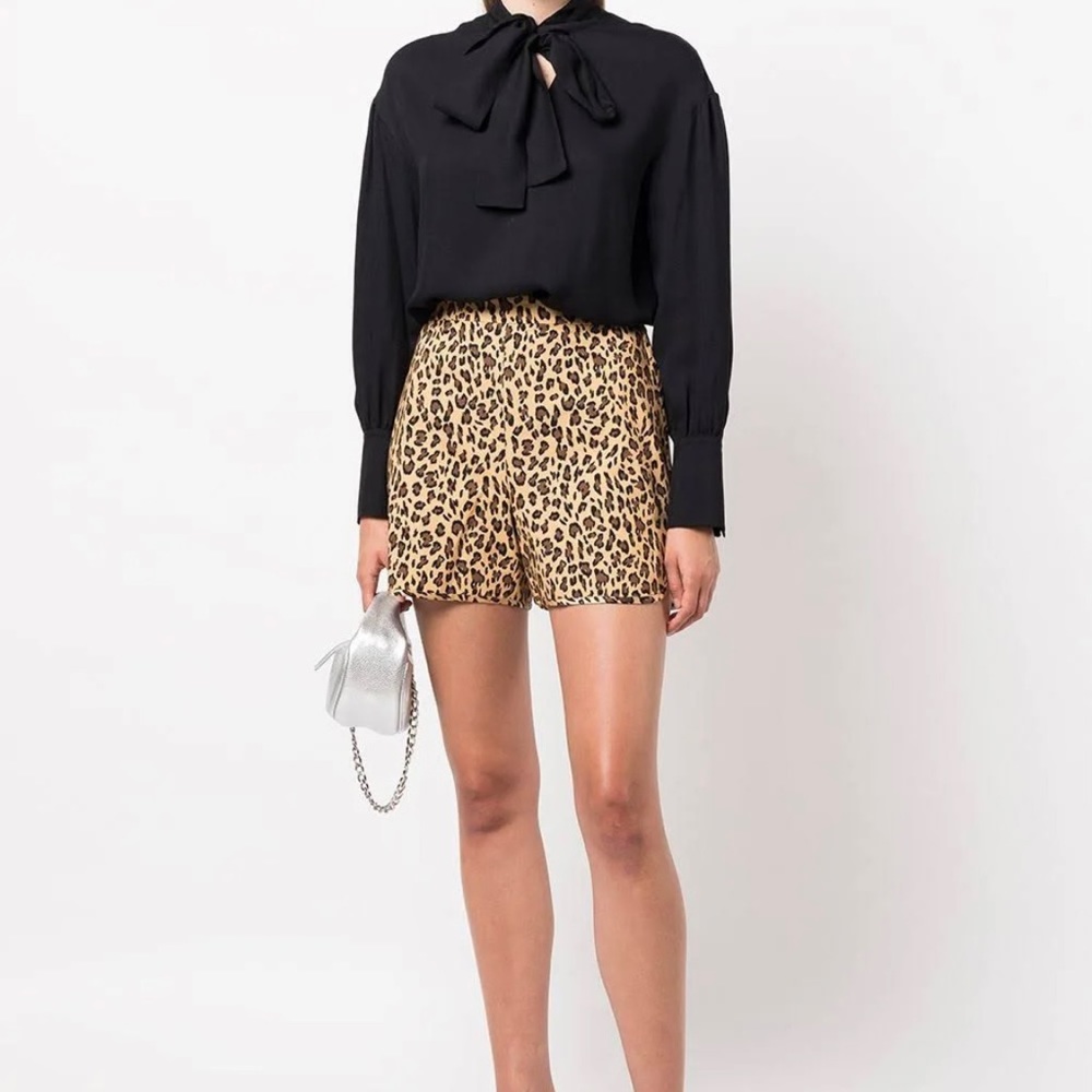 Adam Lippes leopard print high-waisted shorts - Brown, Small